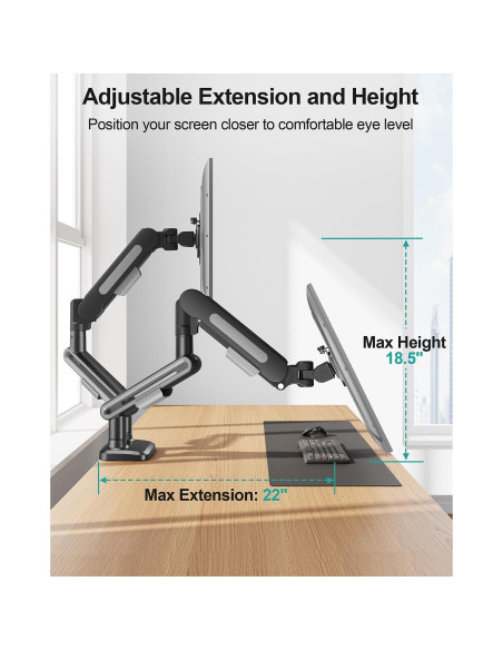 Soporte Doble para Monitor MONTAR PRO hasta 39" Ajustable