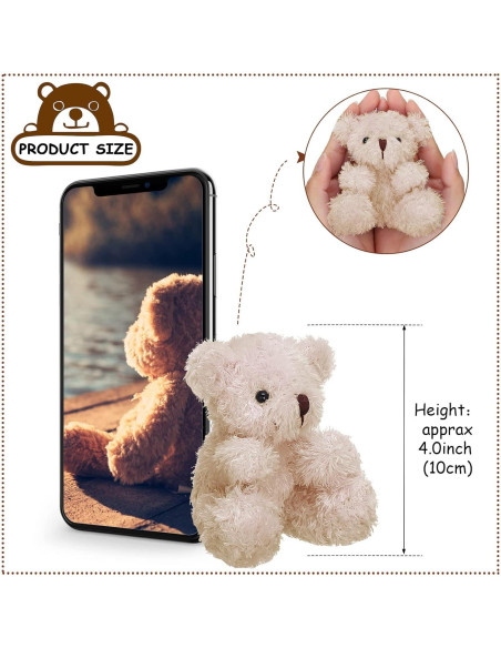 Threan 8 Mini Ositos de Peluche Suaves 10 cm para Regalo