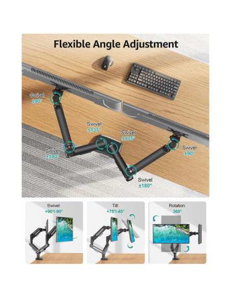 Soporte Doble para Monitor MONTAR PRO hasta 39" Ajustable