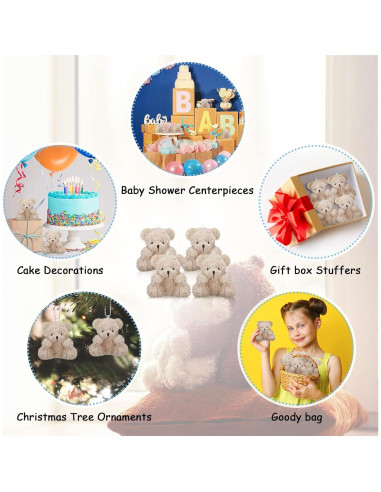 Threan 8 Mini Ositos de Peluche Suaves 10 cm para Regalo