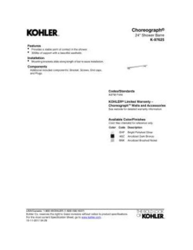 Barra de Ducha KOHLER K-97625-BNK 61 cm Níquel Cepillado