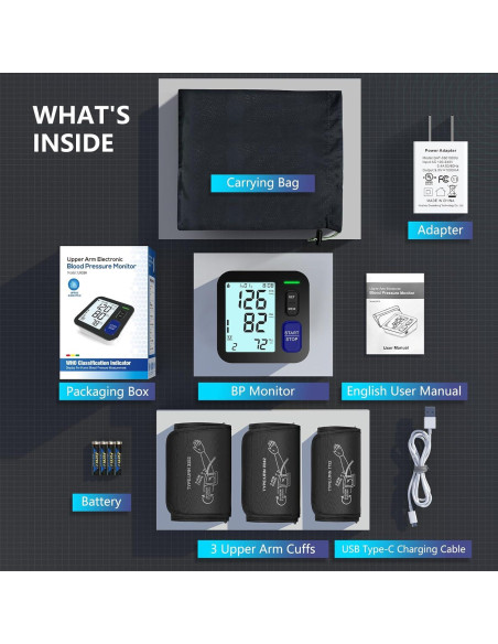 Máquina de Presión Arterial Digital AQESO U80BH - 3 Manguitos