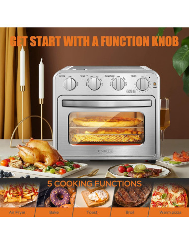 Horno Freidora de Aire Geek Chef 16QT, Acero Inoxidable, 4 Rebanadas