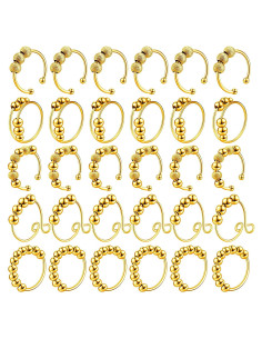 Yinkin 30 Anillos Antiestrés Ajustables de Acero Inoxidable Dorado