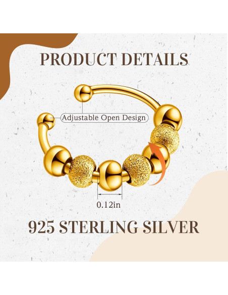 Yinkin 30 Anillos Antiestrés Ajustables de Acero Inoxidable Dorado