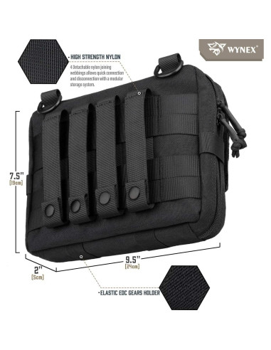 Bolsa Administrativa Táctica WYNEX Nylon 1000D Negro EDC