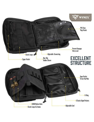 Bolsa Administrativa Táctica WYNEX Nylon 1000D Negro EDC
