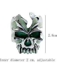 Anillo Calavera Brillante en la Oscuridad Ajustable Unisex 2