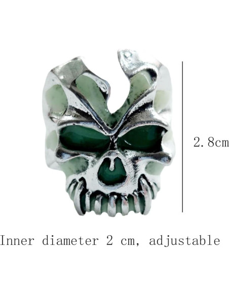 Anillo Calavera Brillante en la Oscuridad Ajustable Unisex