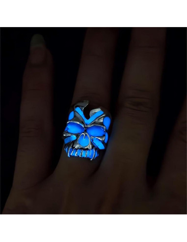 Anillo Calavera Brillante en la Oscuridad Ajustable Unisex