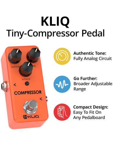 Pedal de Efecto Compresor KLIQ Tiny-Compressor Naranja