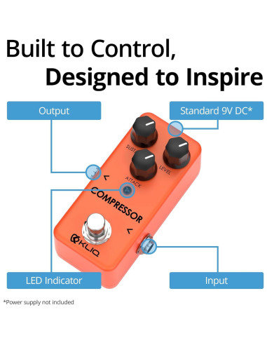 Pedal de Efecto Compresor KLIQ Tiny-Compressor Naranja