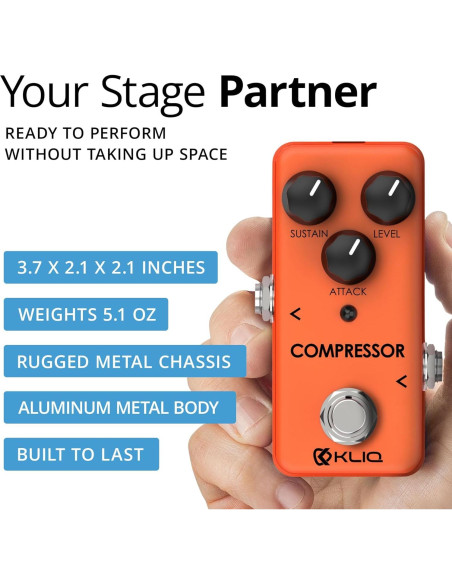 Pedal de Efecto Compresor KLIQ Tiny-Compressor Naranja