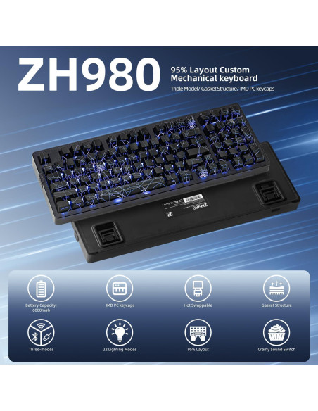 Teclado Mecánico Inalámbrico ZORNHER ZH980 con RGB y Numérico