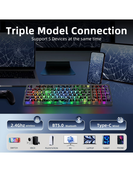 Teclado Mecánico Inalámbrico ZORNHER ZH980 con RGB y Numérico