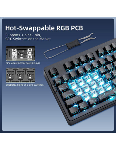 Teclado Mecánico Inalámbrico ZORNHER ZH980 con RGB y Numérico