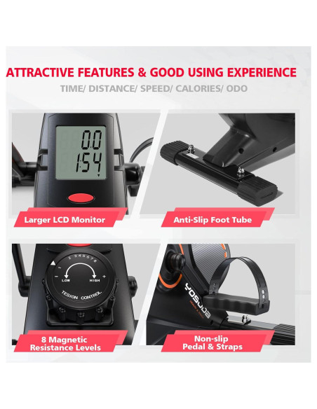 Bicicleta de Ejercicio Mini YOSUDA Bajo Escritorio 8 Niveles