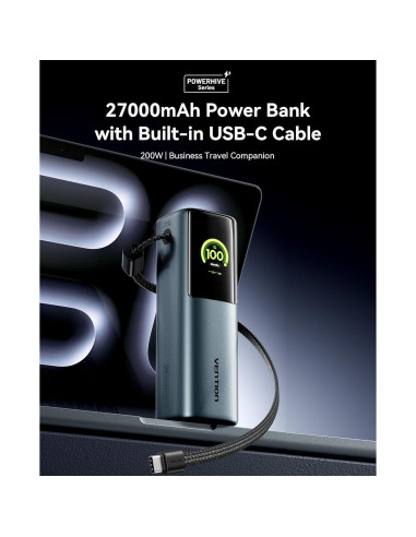 Cargador Portátil Vention 27000mAh 200W Carga Rápida USB-C