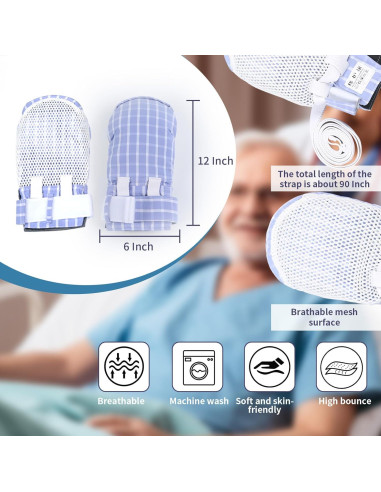Guantes de Restricción Ehucon para Demencia - 2 Piezas, Transpirables y Lavables