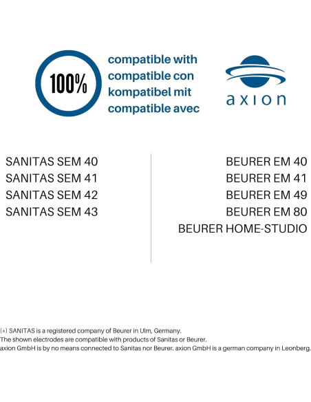 Electrodos TENS Axion - Juego de 4 Reutilizables 5x5cm