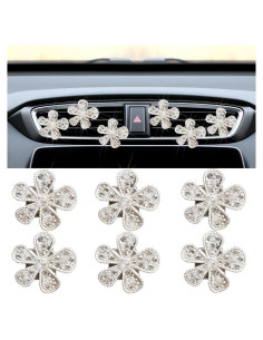 Clip de Ventilación de Aire Mandark 6PCS con Rhinestones Plata