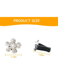 Clip de Ventilación de Aire Mandark 6PCS con Rhinestones Plata 2