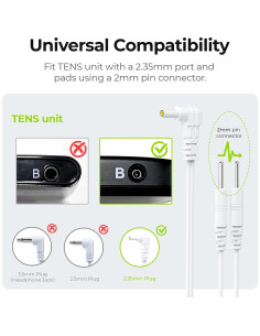 Cables TENS AUVON 1.2m para Estimuladores Musculares - 2 Paquetes 2