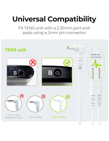 Cables TENS AUVON 1.2m para Estimuladores Musculares - 2 Paquetes