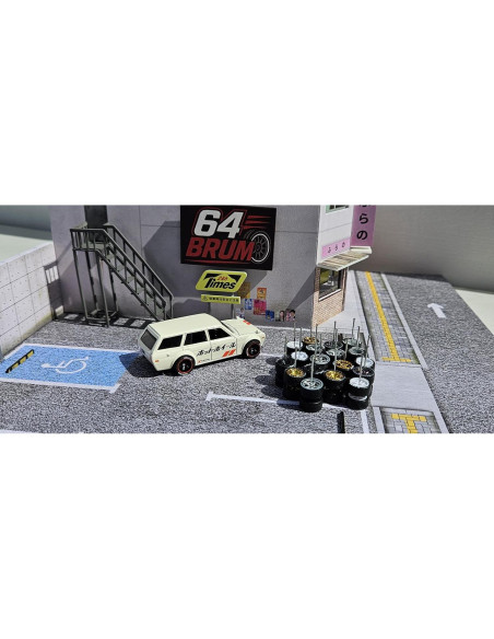 Paquete de 10 Ruedas de Goma 1:64 con Logo - Accesorios Diecast