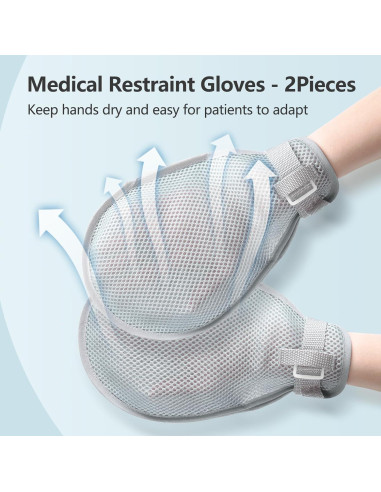 Guantes de Restricción Médica Lefeke - 2 Piezas, Gris