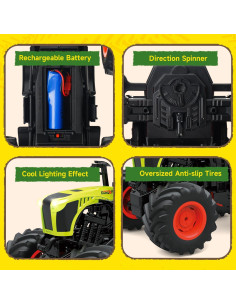 Tractor a Control Remoto Gohero 1:16 Verde con Luz y Sonido 2
