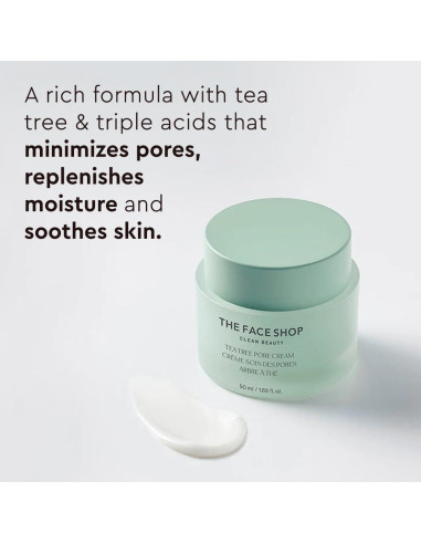 Crema Hidratante de Poros The Face Shop - Árbol de Té - AHA BHA PHA