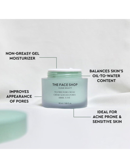 Crema Hidratante de Poros The Face Shop - Árbol de Té - AHA BHA PHA