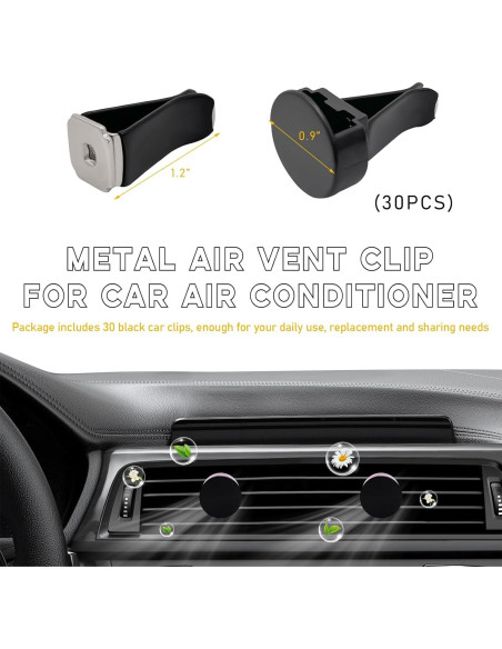 30 Clips de Metal para Ventilación de Aire de Coche Ohleats