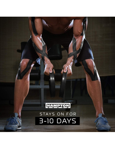 Cinta de Kinesiología Hampton Adams 135 pies Negra Hipoalergénica