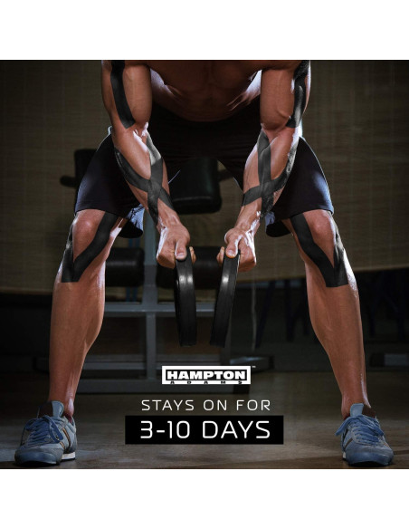 Cinta de Kinesiología Hampton Adams 135 pies Negra Hipoalergénica