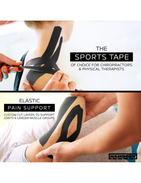 Cinta de Kinesiología Hampton Adams 135 pies Negra Hipoalergénica