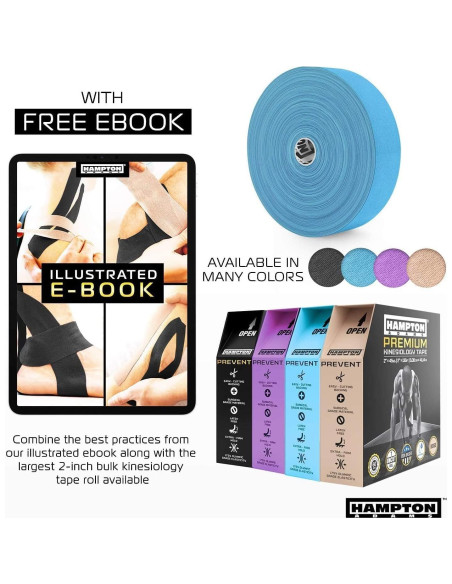 Cinta de Kinesiología Hampton Adams 135 pies Negra Hipoalergénica
