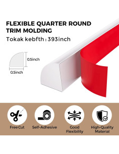 Moldura Cuarterona Flexible Yuxitia 1000 cm Autoadhesiva Blanca 2