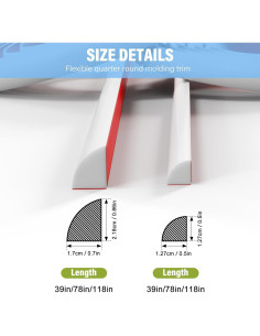 Moldura Flexible Cuarto Redondo HJMJY 99 cm Autoadhesiva 2