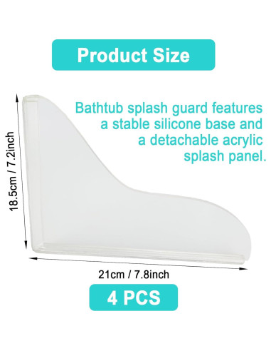 4 Protectores de Salpicaduras Acrílico SPNKMJUJ 19.81x18.29cm
