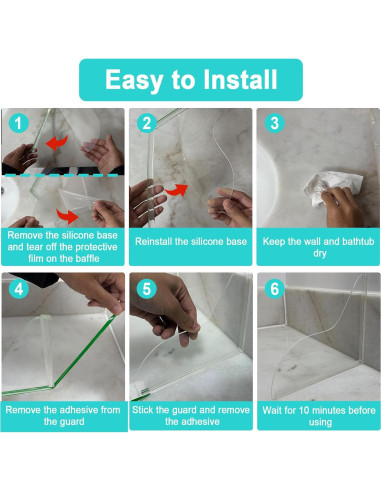 4 Protectores de Salpicaduras Acrílico SPNKMJUJ 19.81x18.29cm