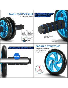 Kit de Ejercicio en Casa TOMSHOO 5 en 1 - Rodillo Abdominal, Barra de Flexiones, Almohadilla y Cuerda 2