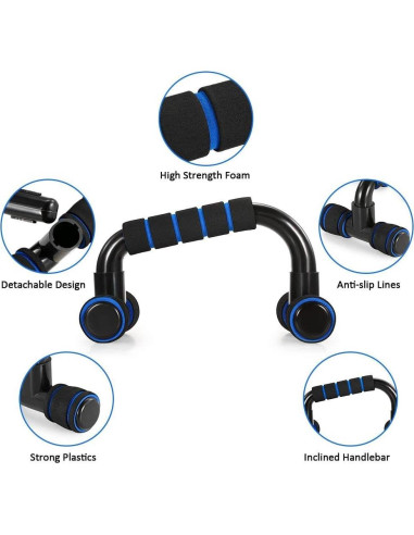 Kit de Ejercicio en Casa TOMSHOO 5 en 1 - Rodillo Abdominal, Barra de Flexiones, Almohadilla y Cuerda