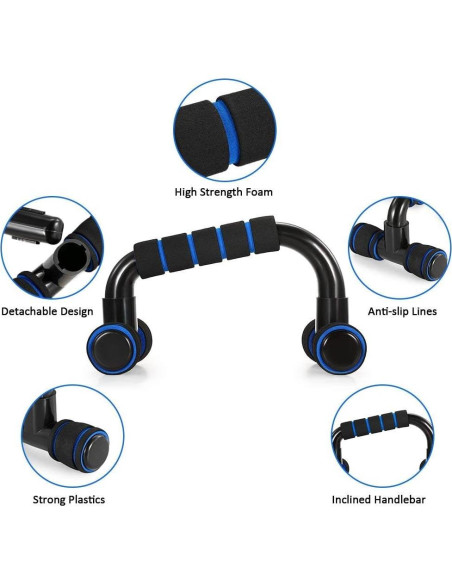 Kit de Ejercicio en Casa TOMSHOO 5 en 1 - Rodillo Abdominal, Barra de Flexiones, Almohadilla y Cuerda