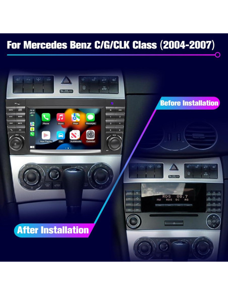 Estéreo de coche Android 7" Ponskoy W203 64G Bluetooth Carplay