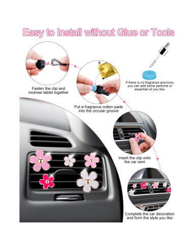 12 Clips de Ventilación PGRODE con Almohadillas Aromáticas - Margarita