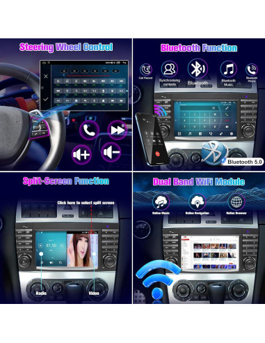 Estéreo de coche Android 7" Ponskoy W203 64G Bluetooth Carplay