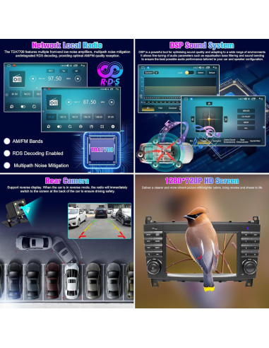 Estéreo de coche Android 7" Ponskoy W203 64G Bluetooth Carplay