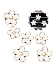 6 Clips de Ventilación Flor Margarita SonFa para Auto Blanco